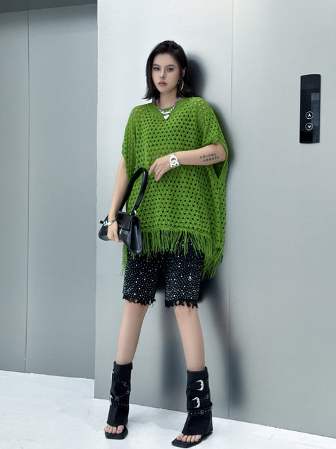 Fringe Knit Oversize Top